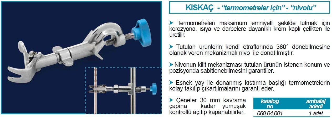 İSOLAB 060.04.001 termometre kıskaçı